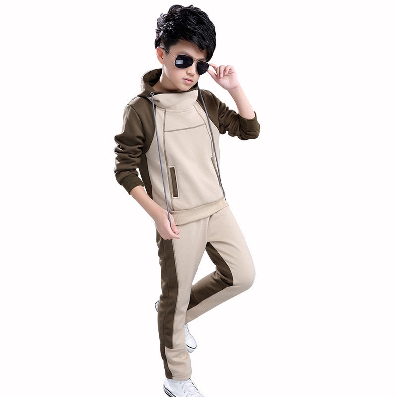 Boy Hooded Tracksuit Clothes set Kids Spring&Autumn Cotton School Unif –  MyDropshipSite Clothing